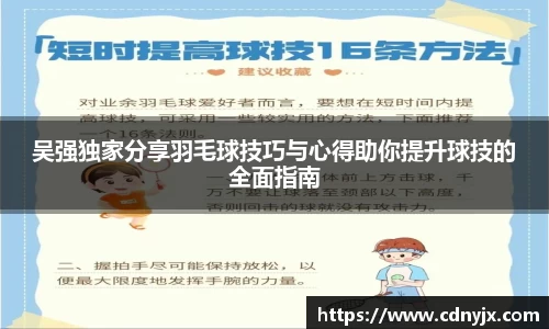 吴强独家分享羽毛球技巧与心得助你提升球技的全面指南